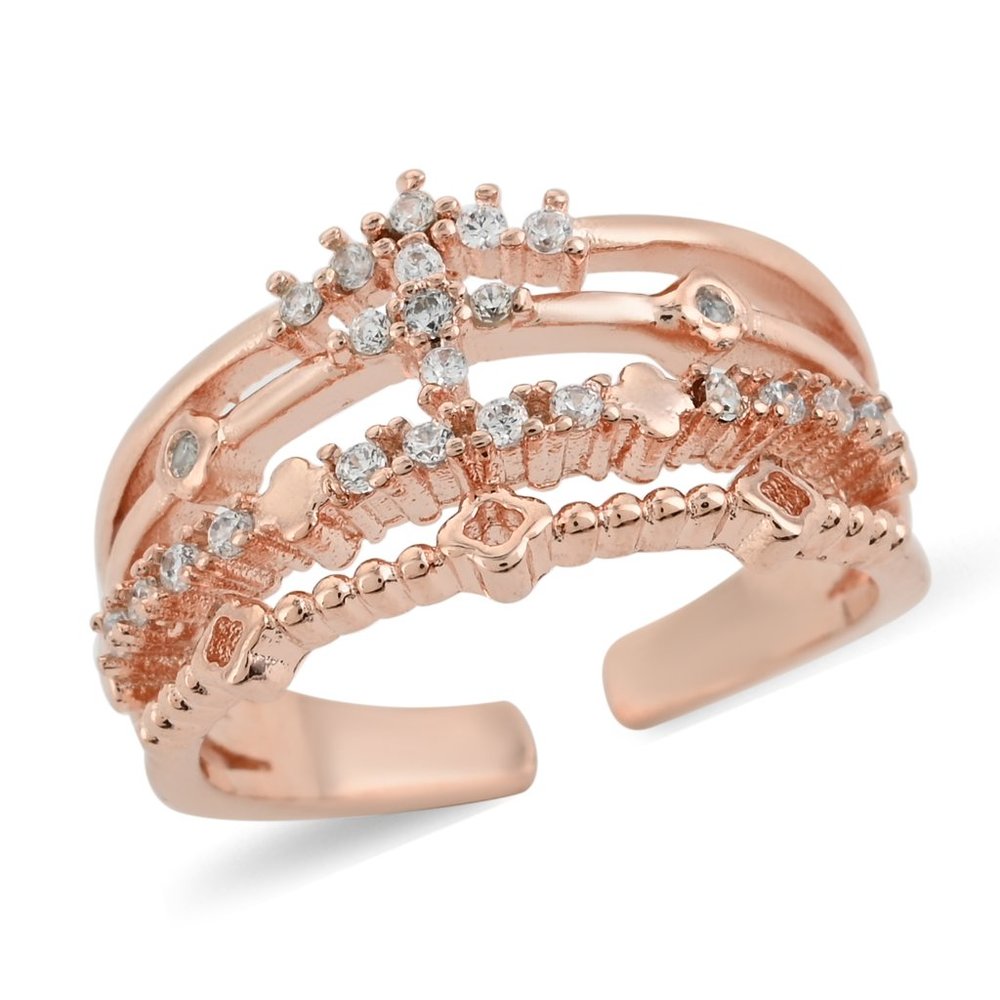 Andante Simulated Diamond Victorian Adjustable Ring
